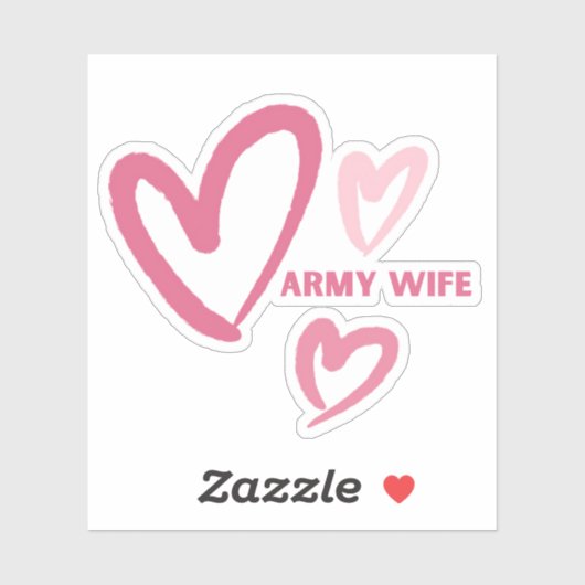 Legervrouw roze harten sticker (Vel)