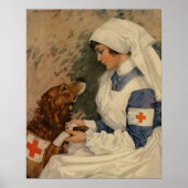 legerzuster met Golden Retriever WW1 Poster (Voorkant)
