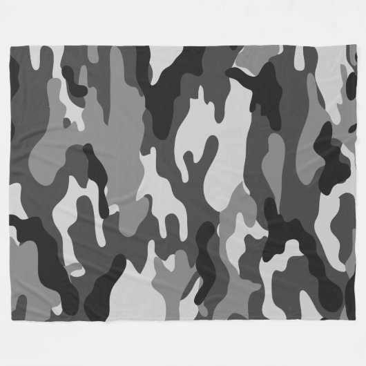 Legerzwart en grijze camouflage, druivensoort 019. fleece deken (Voorkant (Horizontaal))