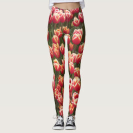 Leggen van rode en witte tulpen leggings