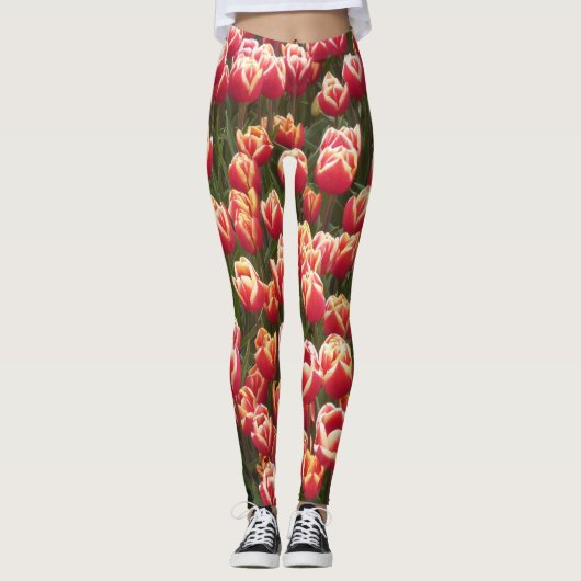 Leggen van rode en witte tulpen leggings (Voorkant)