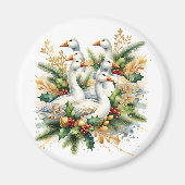 leggen van zes ganzen | Twaalf dagen Kerst Magneet (Voorkant)
