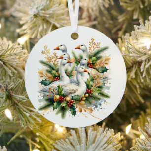 leggen van zes ganzen   Twaalf dagen Kerst Metalen Ornament