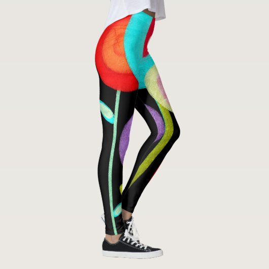 Legging - Enorme Bloem Zwart - Rupydetequila (Rechts)
