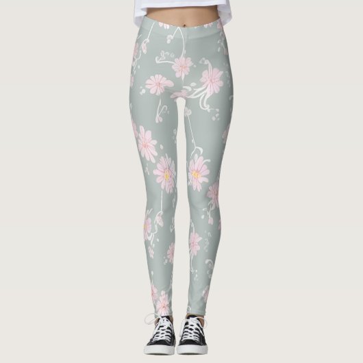 Legging Gris Verdoso Claro Floreado (Voorkant)