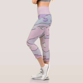 Legging Hoge Taille Abstract Paars en Roze