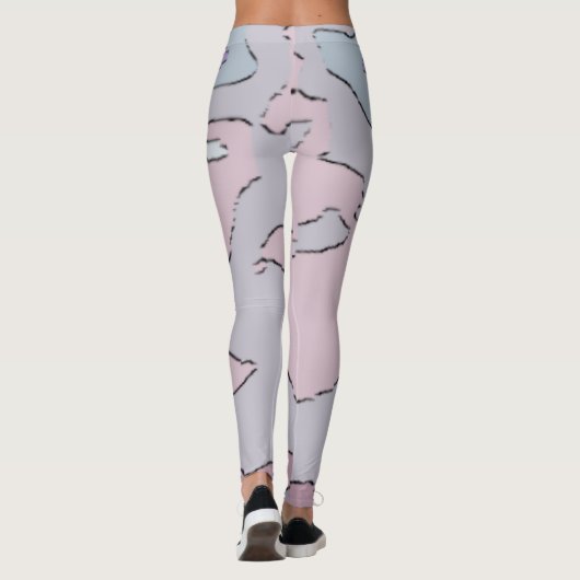 Legging Long Abstrait Violet et Rose (Achterkant)
