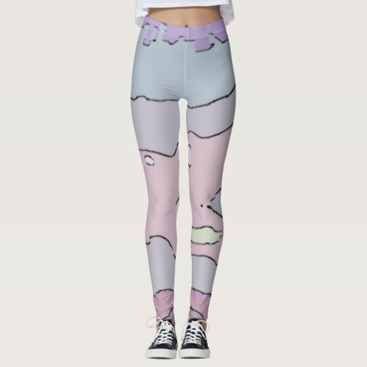 Legging Long Abstrait Violet et Rose (Voorkant)