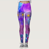 Legging Mosaic Kaleidoscope Flower Blue and Purple (Voorkant)