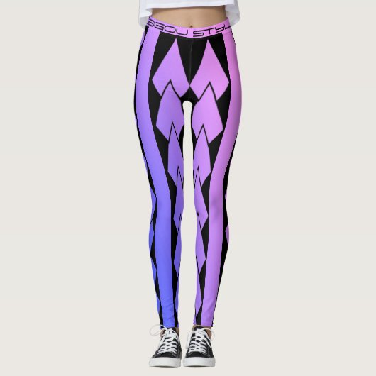 Legging, paarse tribal-stijl met verloop leggings (Voorkant)
