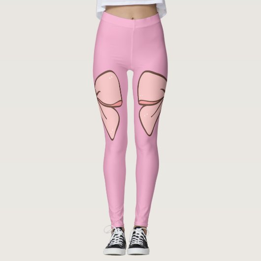Legging rose pastel noeud papillons  (Voorkant)