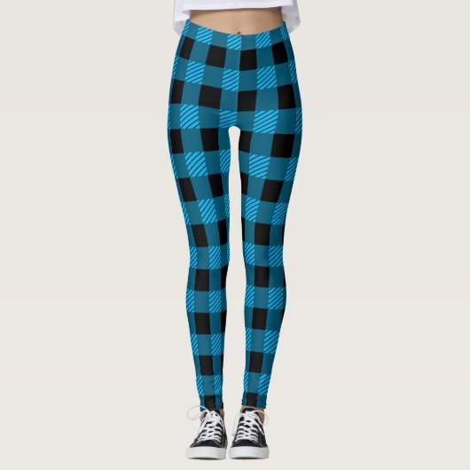 Legging Sky Blue Buffalo Plaid (Voorkant)