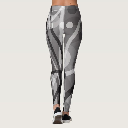 Leggings, abstract ontwerp, zwart, grijs leggings (Achterkant)