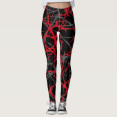Leggings, abstract ontwerp zwart, grijs, rood leggings (Voorkant)