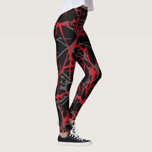 Leggings, abstract ontwerp zwart, grijs, rood leggings (Rechts)