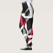 Leggings, abstract ontwerp, zwart, grijs, rood, wi leggings (Links)