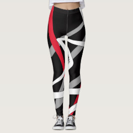 Leggings, abstract ontwerp, zwart, grijs, rood, wi leggings