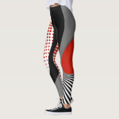 Leggings, abstract ontwerp, zwart, grijs, rood, wi leggings (Links)