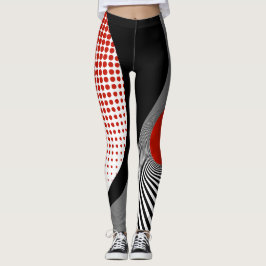 Leggings, abstract ontwerp, zwart, grijs, rood, wi leggings