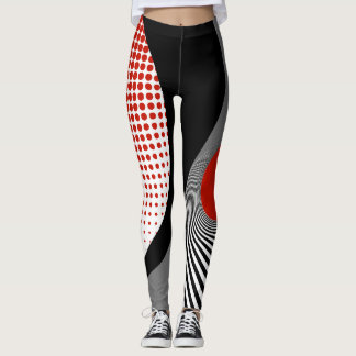 Leggings, abstract ontwerp, zwart, grijs, rood, wi leggings