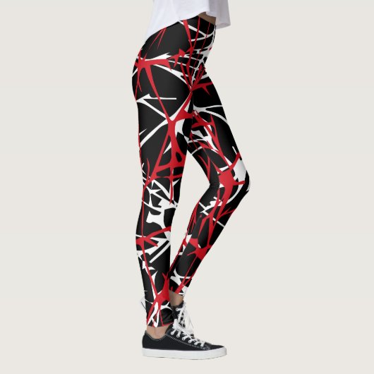 Leggings, abstract ontwerp, zwart, wit, rood leggings