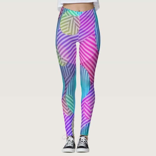 LEGGINGS - Abstract roze/blauw/geel/Lila (Voorkant)