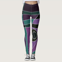 Leggings Abstract Surfende Blauwgroen Paars