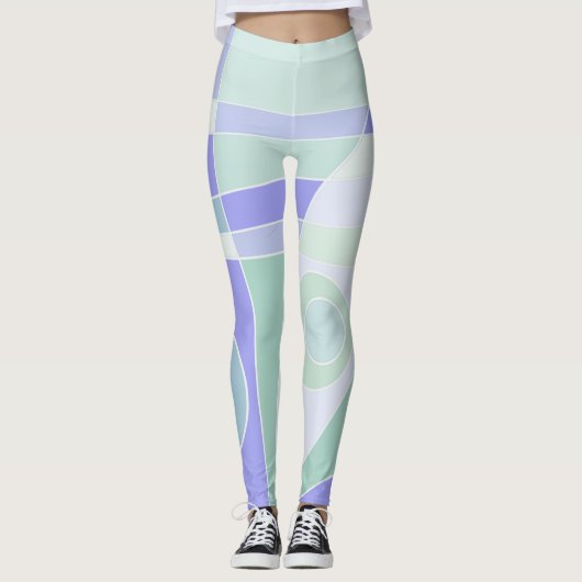 Leggings Abstract Surfonderpastel Paars Groen (Voorkant)