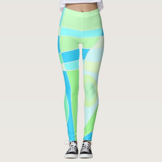 Leggings Abstract surfpasta blauw groen (Voorkant)