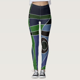 Leggings Abstract Surfred Green Blue Black