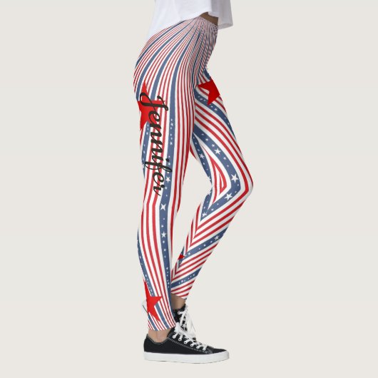 Leggings Amerikaanse vlag Red White Blue op aangep (Rechts)
