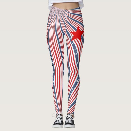 Leggings Amerikaanse vlag Red White Blue op aangep (Voorkant)