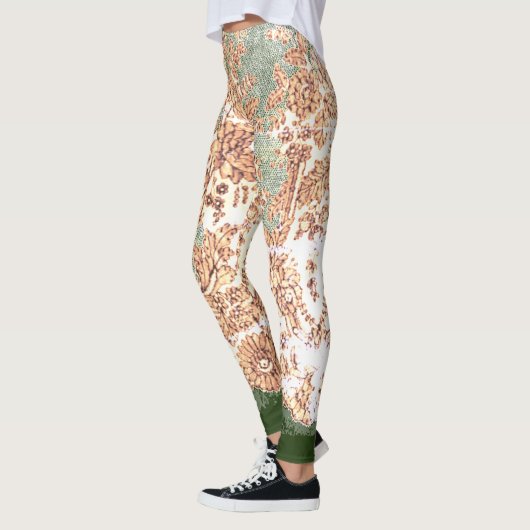 LEGGINGS ANTIEK KANT LEGGINGS GROEN EN BRUIN (Links)