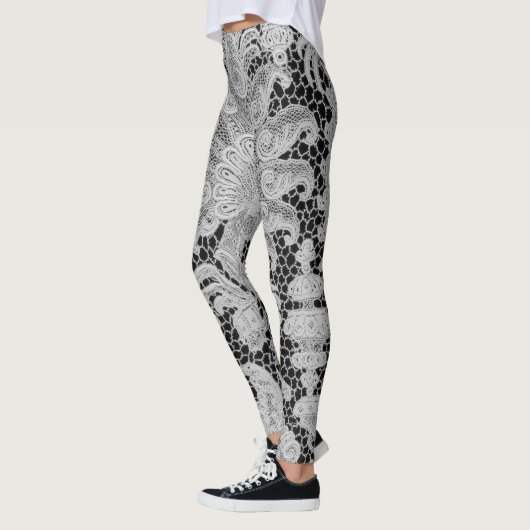 LEGGINGS ANTIEK KANT PATROON ZWART EN GRIJS (Links)