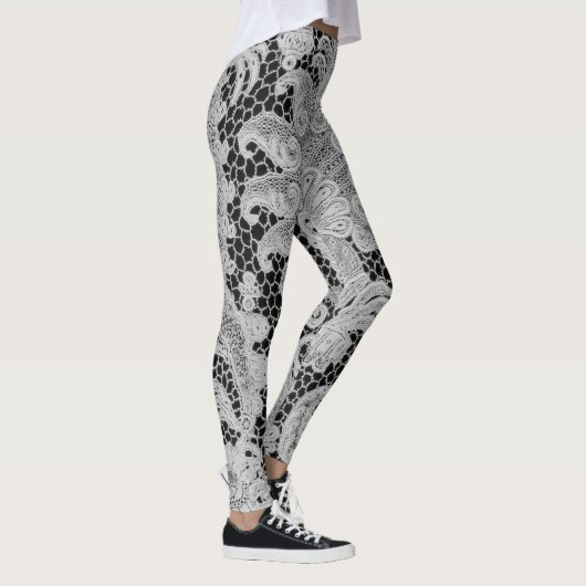 LEGGINGS ANTIEK KANT PATROON ZWART EN GRIJS (Rechts)