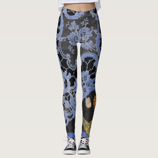 LEGGINGS ANTIEK LACE PATROON MET BUTTERFLIES (Voorkant)