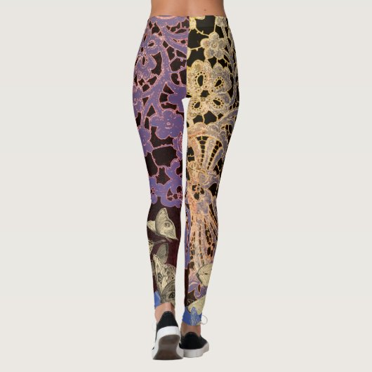 LEGGINGS ANTIEK LACE PATROON MET BUTTERFLIES (Achterkant)