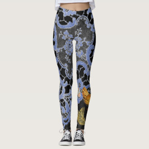 LEGGINGS ANTIEK LACE PATROON MET BUTTERFLIES