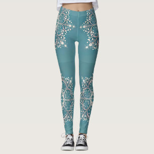 Leggings ~ Aqua en wit patroon ~