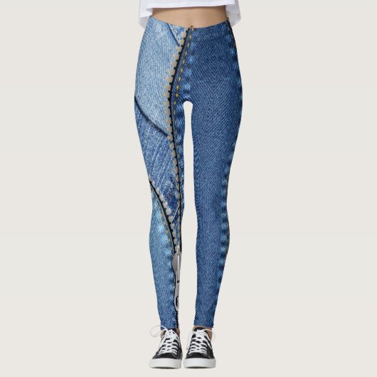 Leggings azul jean con texturas diferentes (Voorkant)