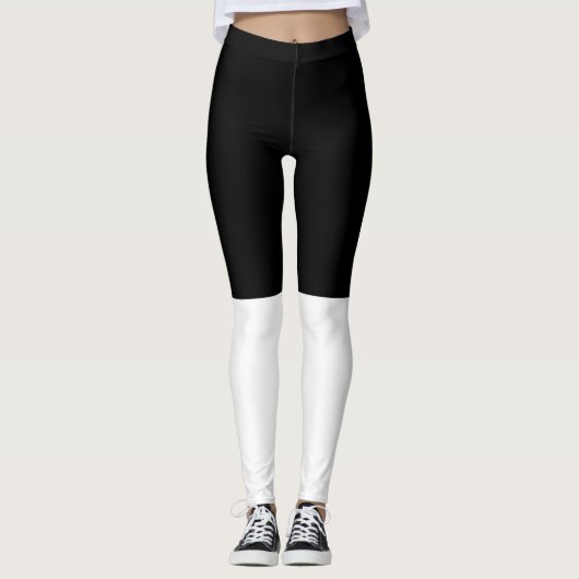 Leggings bicolor, negro y blanco (Voorkant)