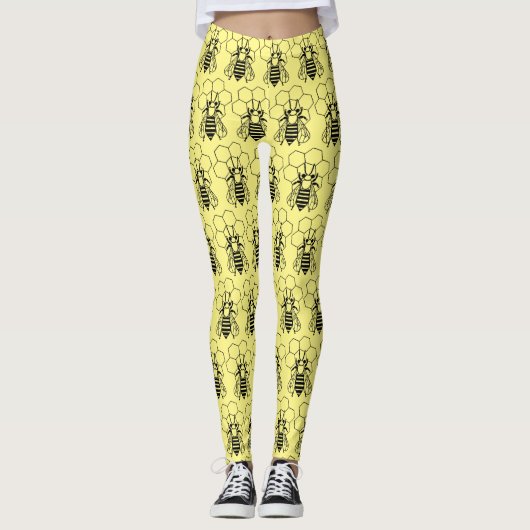 Leggings - Bijen op Honeycomb (Voorkant)