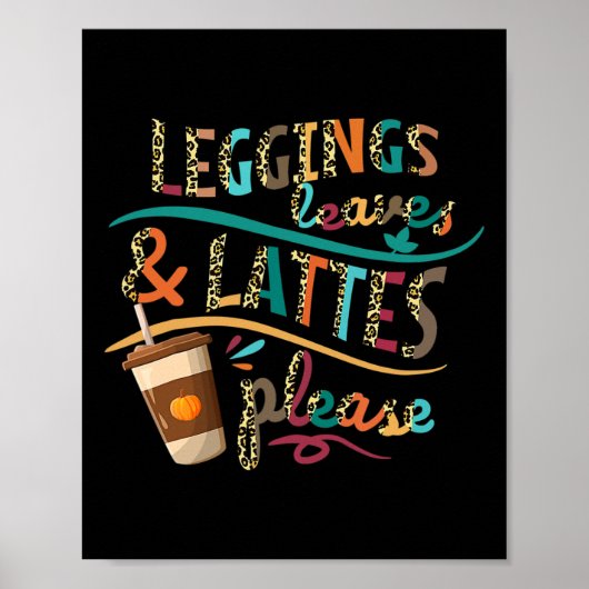 Leggings bladeren en lattes graag  pompoen poster (Voorkant)
