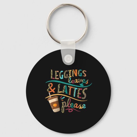 Leggings bladeren en lattes graag  pompoen sleutelhanger (Voorkant)