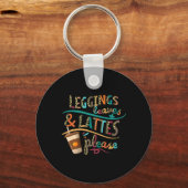 Leggings bladeren en lattes graag  pompoen sleutelhanger (Voorkant)