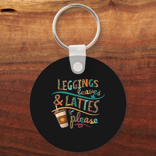 Leggings bladeren en lattes graag pompoen sleutelhanger (Voorkant)