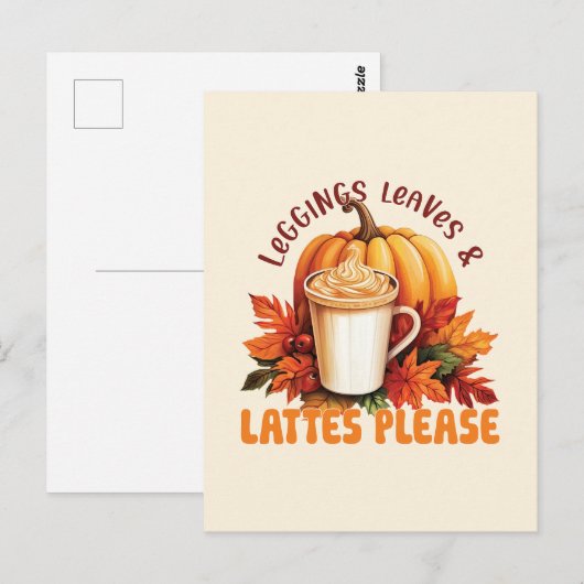 Leggings. Bladeren & Lattes alsjeblieft Briefkaart (Voorkant / Achterkant)