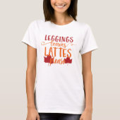 Leggings, bladeren & lattes graag t-shirt (Voorkant)