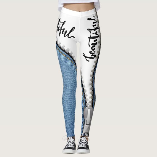 leggings blanco con azul jeans (Voorkant)