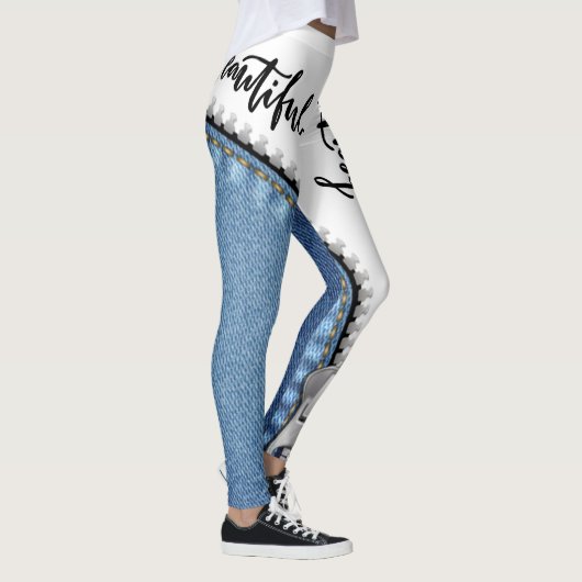 leggings blanco con azul jeans